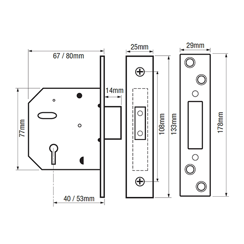 (Ex Chubb) Union 3G115 Non British Standard 5 Lever Mortice Deadlock - Image 2