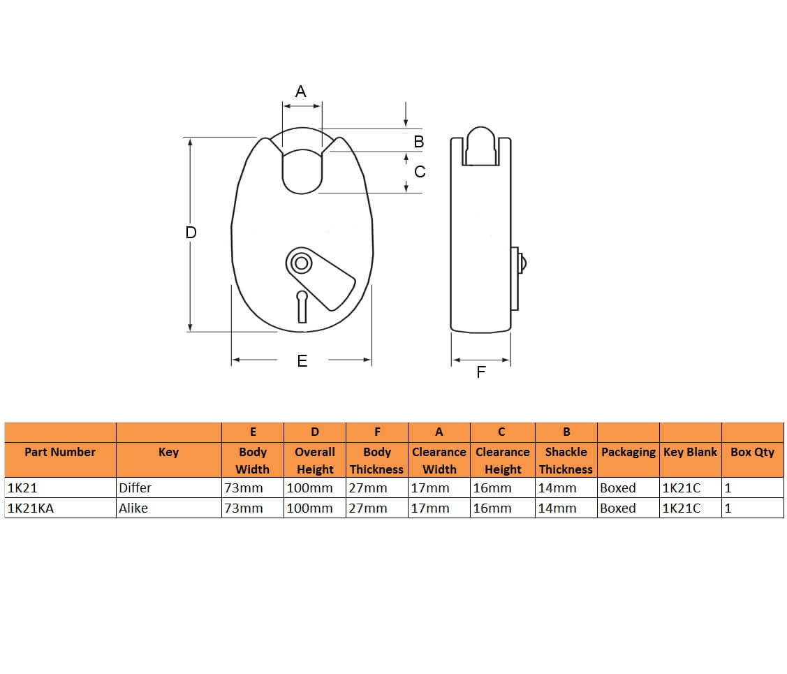 Union 1K21 Cruiser 73mm 5 Lever Close Shackle Padlock - Image 2