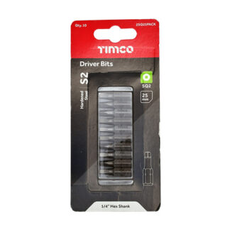 SQ2 Square Driver Bit 25mm (10 Pieces)