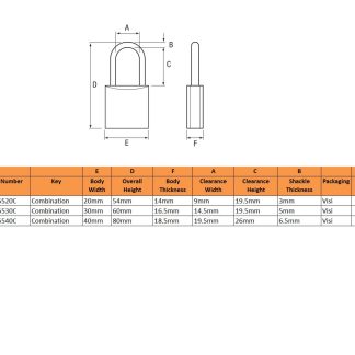Abus 155 Series Open Shackle Combination Padlocks