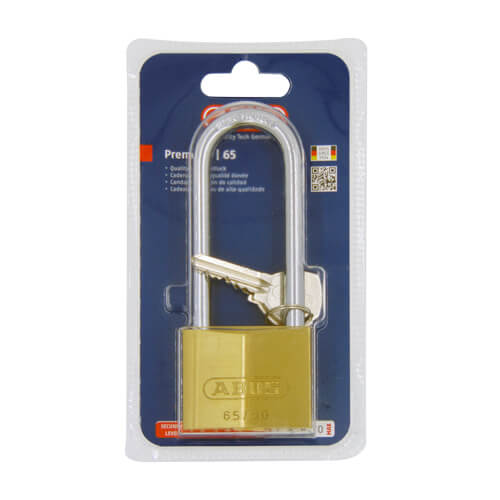 Abus 65 Series 50mm Extra Long Shackle Brass Padlock - Image 2