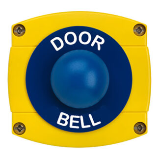 CQR AEB48 IP66 Yellow/Blue Surface Box With Momentary Blue Dome - Legend "Door Bell" (LEAD TIME: 2-3 DAYS)
