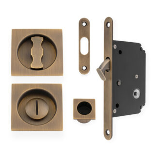 Alexander & Wilks AW111RAB Sliding Door Lock Set Square Roses Radius Forend & Strike (LEAD TIME: 2-3 DAYS)