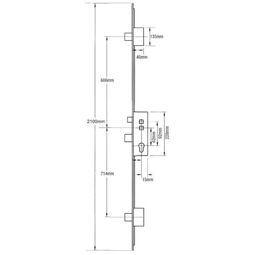 Fullex Crimebeater Latch 3 Deadbolts Flat 44mm White Faceplate Double Spindle Multipoint Door Lock - Image 2