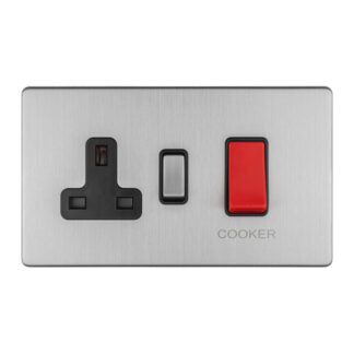 Eurolite ECSS45ASWASB 45Amp DP Cooker Switch with 13Amp Socket (LEAD TIME: 2-3 DAYS)