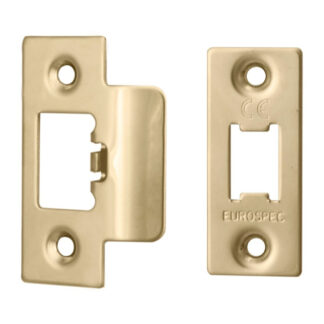 Eurospec FSF5009PVD Forend Strike & Fixing Pack To Suit Heavy Duty Tubular Latch - PVD Square Forend (LEAD TIME: 2-3 DAYS)