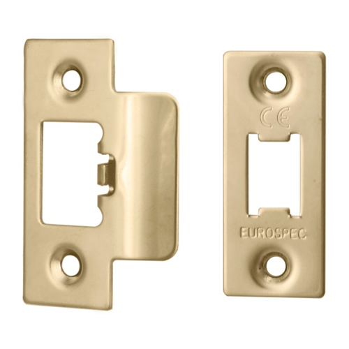 Eurospec FSF5009PVD Forend Strike & Fixing Pack To Suit Heavy Duty Tubular Latch - PVD Square Forend (LEAD TIME: 2-3 DAYS)