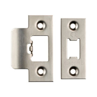 Eurospec FSF5009SSS Forend Strike & Fixing Pack To Suit Heavy Duty Tubular Latch - Satin Stainless Steel Square Forend (LEAD TIME: 2-3 DAYS)