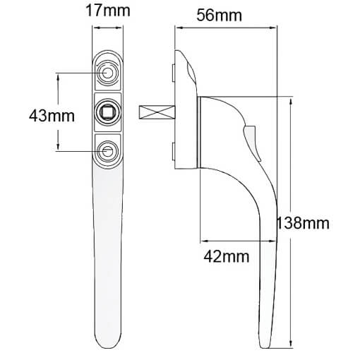 TSS Inline Locking Espag UPVC Window Handles - Image 2