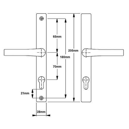 Hoppe London Lever Lever UPVC Multipoint Door Handles - 70mm PZ Unsprung 180mm Screw Centres - Image 5