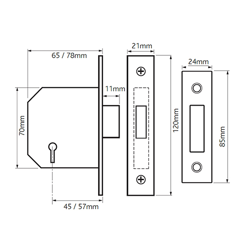 TSS 3 Lever Mortice Deadlock - Image 2