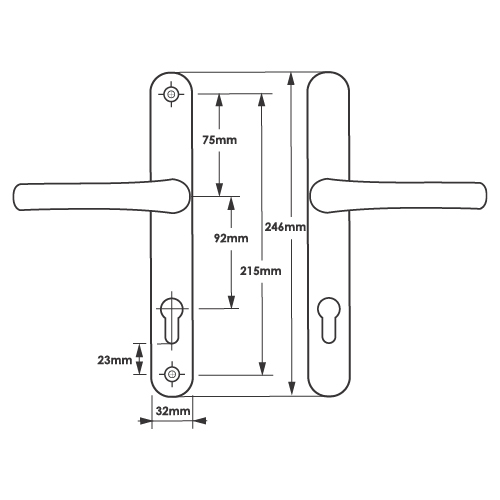 TSS Lever Lever UPVC Multipoint Door Handles - 92mm PZ Sprung 215mm Screw Centres - Image 2