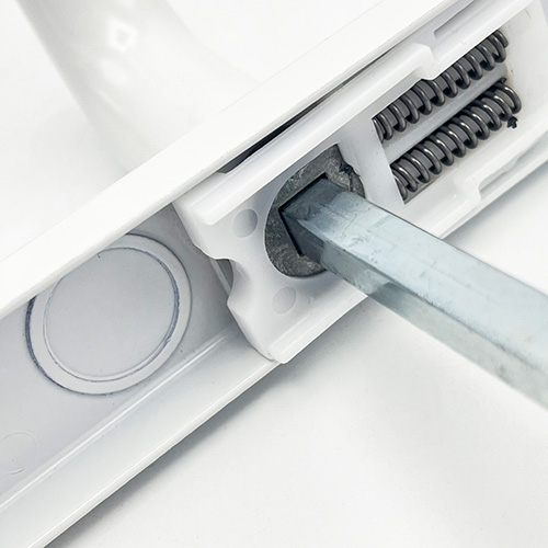 TSS Lever Moveable Pad Offset UPVC Multipoint Door Handles - 92/62mm PZ - Sprung - 240mm Screw Centres - Image 4