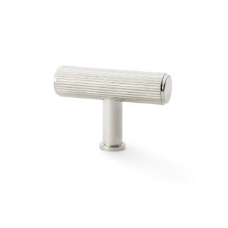Alexander & Wilks AW801R-55-PN Crispin Reeded T Bar Cupboard Knob - Polished Nickel (LEAD TIME: 2-3 DAYS)