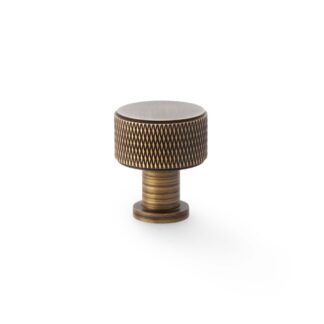 Alexander & Wilks AW807K-29-AB Lucia Knurled Cupboard Knob - Antique Brass 29mm (LEAD TIME: 2-3 DAYS)