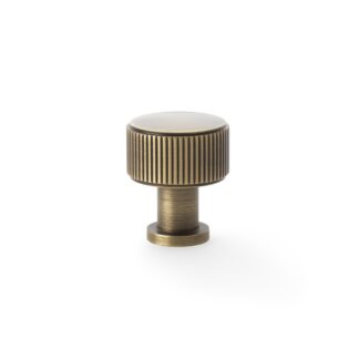 Alexander & Wilks AW807R-29-AB Lucia Reeded Cupboard Knob - Antique Brass 29mm (LEAD TIME: 2-3 DAYS)