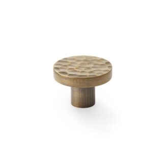 Alexander & Wilks AW820-38-AB Hanover Hammered Cupboard Knob - Antique Brass 38mm (LEAD TIME: 2-3 DAYS)
