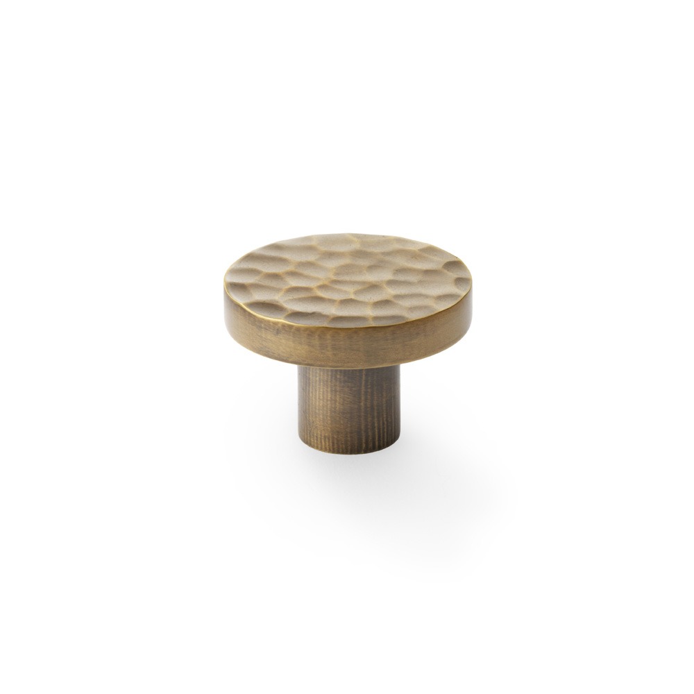 Alexander & Wilks AW820-38-AB Hanover Hammered Cupboard Knob - Antique Brass 38mm (LEAD TIME: 2-3 DAYS)
