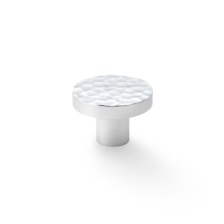 Alexander & Wilks AW820-38-PC Hanover Hammered Cupboard Knob - Polished Chrome 38mm (LEAD TIME: 2-3 DAYS)