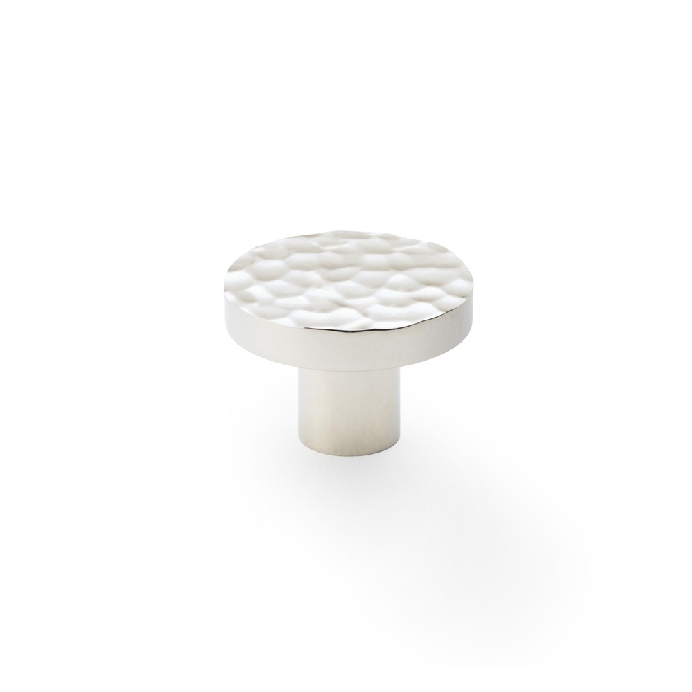 Alexander & Wilks AW820-38-PN Hanover Hammered Cupboard Knob - Polished Nickel 38mm (LEAD TIME: 2-3 DAYS)