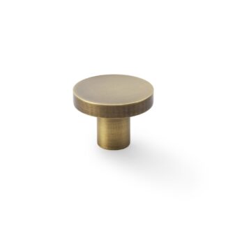 Alexander & Wilks AW821-38-AB Hanover Plain Cupboard Knob - Antique Brass Knob 38mm (LEAD TIME: 2-3 DAYS)