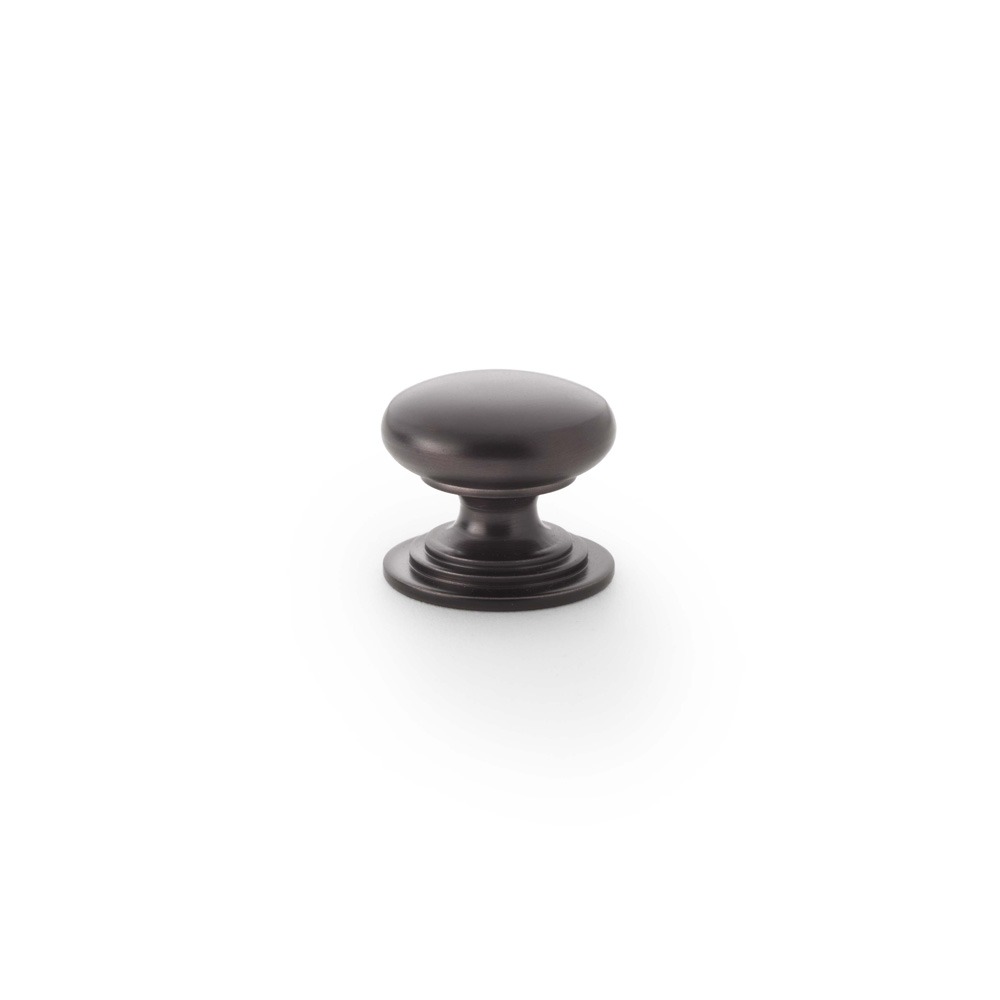 Alexander & Wilks AW825-25-DBZ Waltz Round Cupboard Knob On Stepped Rose - Dark Bronze Knob 25mm (LEAD TIME: 2-3 DAYS)