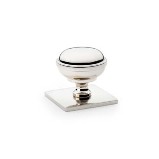 Alexander & Wilks AW826-34-PNPVD Quantock Cupboard Knob On Square Backplate - Polished Nickel (LEAD TIME: 2-3 DAYS)