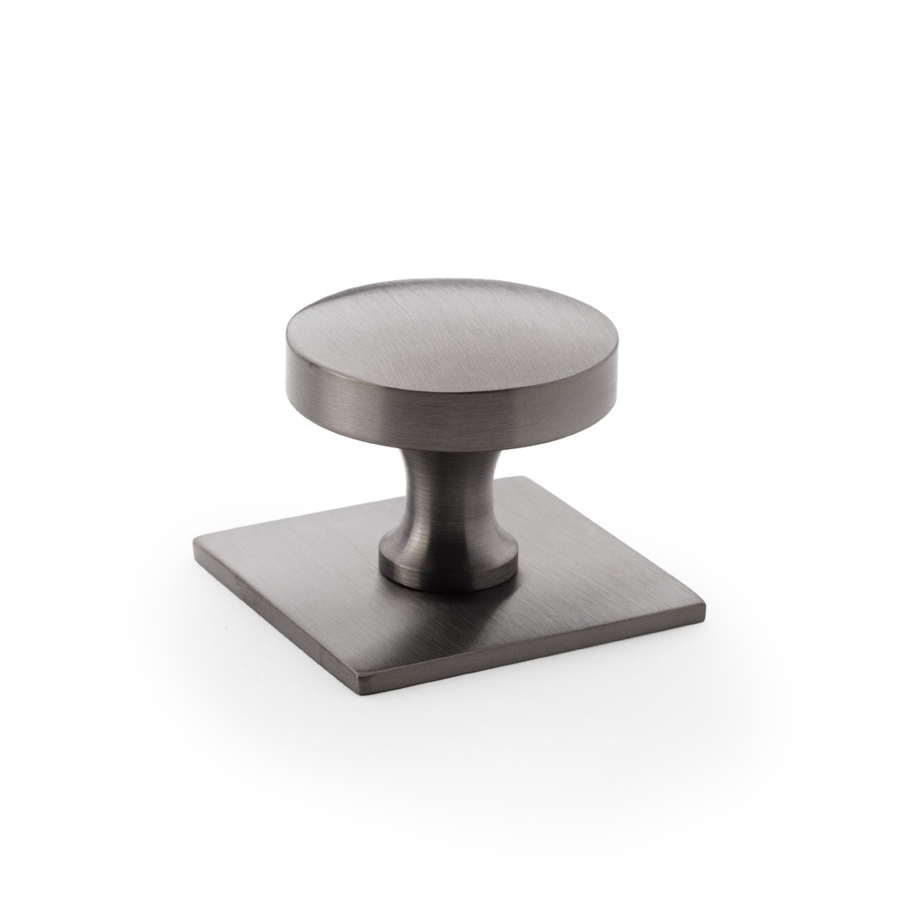 Alexander & Wilks AW835-38-DBZPVD Bullion Cupboard Knob On Square Backplate - Dark Bronze PVD (LEAD TIME: 2-3 DAYS)