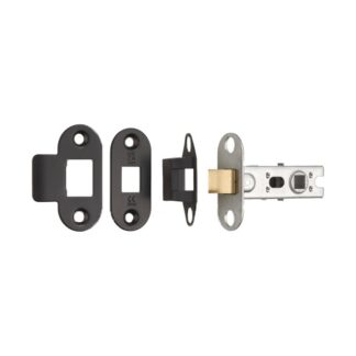 Eurospec BTL25MB/R 64mm Ce B/T Tubular Mortice Latch Radius - Matt Black (LEAD TIME: 2-3 DAYS)