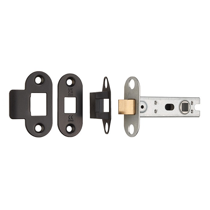Eurospec BTL30MB/R 76mm CE B/T Tubular Mortice Latch Radius - Matt Black (LEAD TIME: 2-3 DAYS)