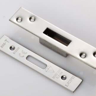 Eurospec FSF5012BSS Easi-T Forend Strikes & Fixing Pack To Suit BS 5-Lever Deadlock - Bright Stainless Steel Square Forend (LEAD TIME: 2-3 DAYS)