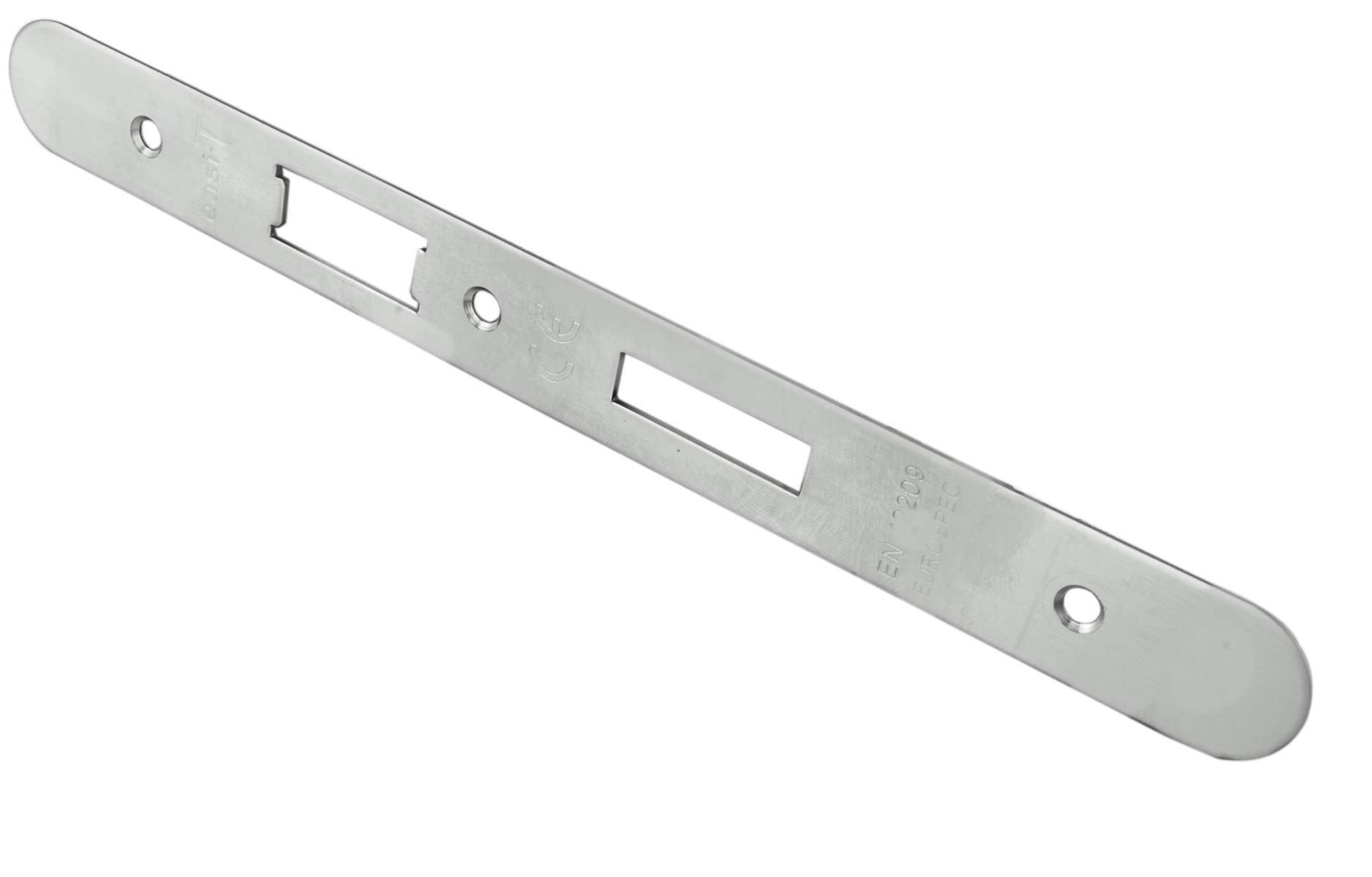 Eurospec FSF5017SSS/R Forend Strike & Fixing Pack To Suit Din Euro Sash/Bathroom Lock - Satin Stainless Steel Radius Forend (LEAD TIME: 2-3 DAYS)