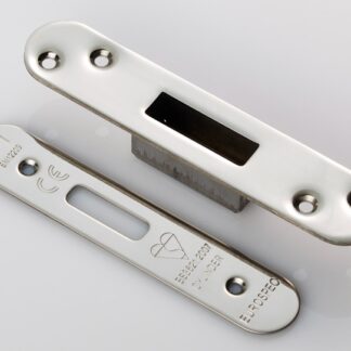 Eurospec FSF5019BSS/R Easi-T Forend Strike & Fixing Pack To Suit Euro Profile BS Cylinder Deadlock - Bright Stainless Steel Radius Forend (LEAD TIME: 2-3 DAYS)