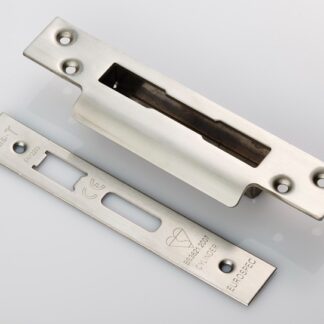 Eurospec FSF5020SSS Easi-T Forend Strikes & Fixing Pack To Suit BS Cylinder Sashlock - Satin Stainless Steel Square Forend (LEAD TIME: 2-3 DAYS)