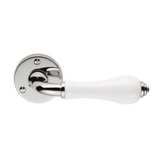 Carlisle Brass PLWCP Porcelain Lever On Round Rose White - Polished Chrome (LEAD TIME: 2-3 DAYS)