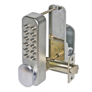 CQR SBL330/S Push Button Lock | Easy Code Plus | Knob | Satin Chrome | 1 - 11 Digits | Hold Back (LEAD TIME: 2-3 DAYS)
