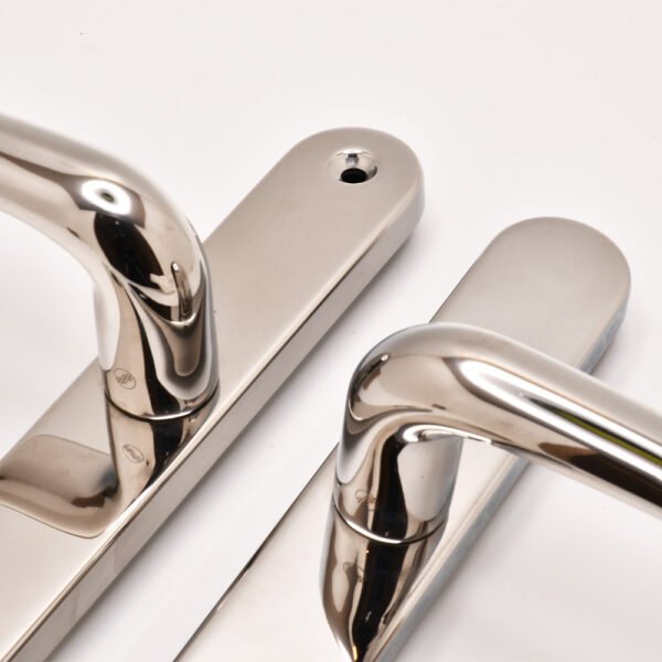 TSS Grade 304 Stainless Steel Lever Lever UPVC Multipoint Door Handles – 92mm PZ Sprung 210mm Screw Centres