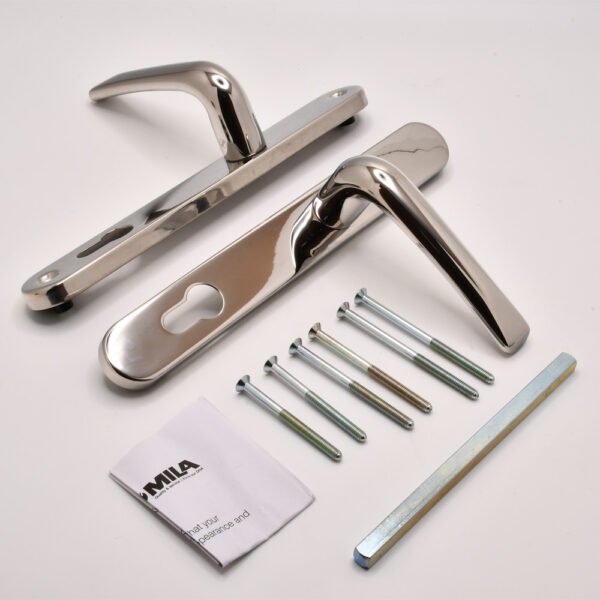 TSS Grade 304 Stainless Steel Lever Lever UPVC Multipoint Door Handles – 92mm PZ Sprung 210mm Screw Centres